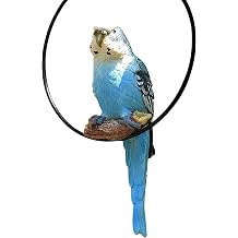 Hanging Parrot Statue Resin Parrot Ornament Metal Round Ring Decoration for Garden Resin Sculpture for Garden Patio Wall Craft Home Outdoor Decoration-02