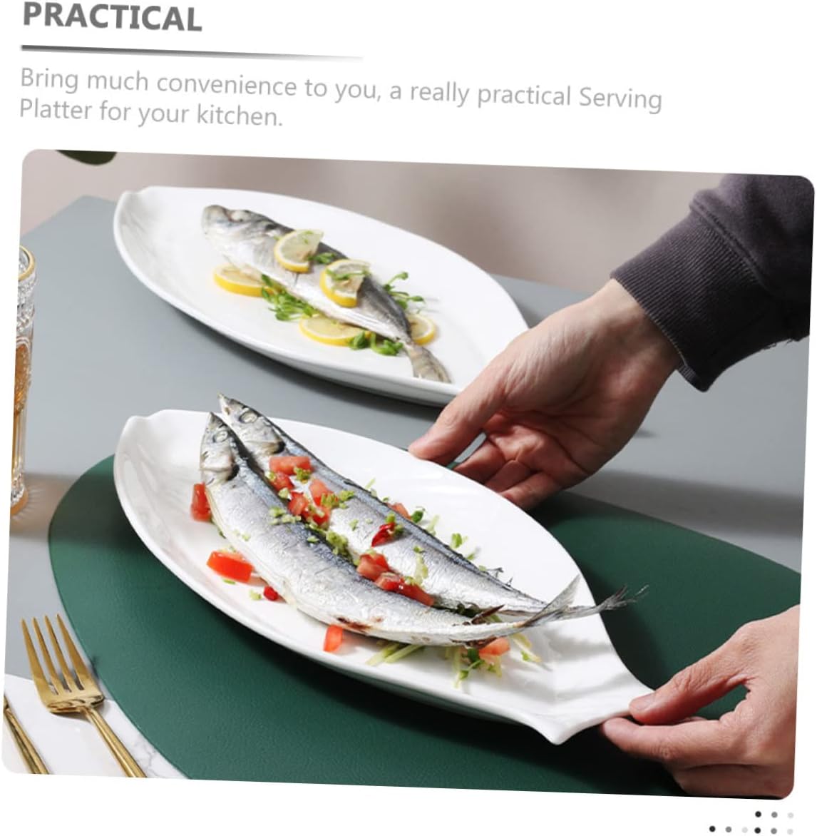 Ciieeo Fish Shaped Ceramic Serving Platter Elegant Oval Dish for Appetizers Sushi and Desserts Weddings Parties and Home Use Handcrafted Porcelain with Smooth Finish