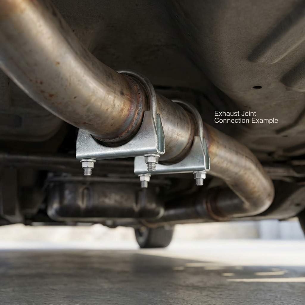 QWORK U-Bolt Muffler Tip Exhaust Hook, 4 Pack 3" OD Universal Silencer Exhaust Clip, Steel Exhaust Pipe Clamp