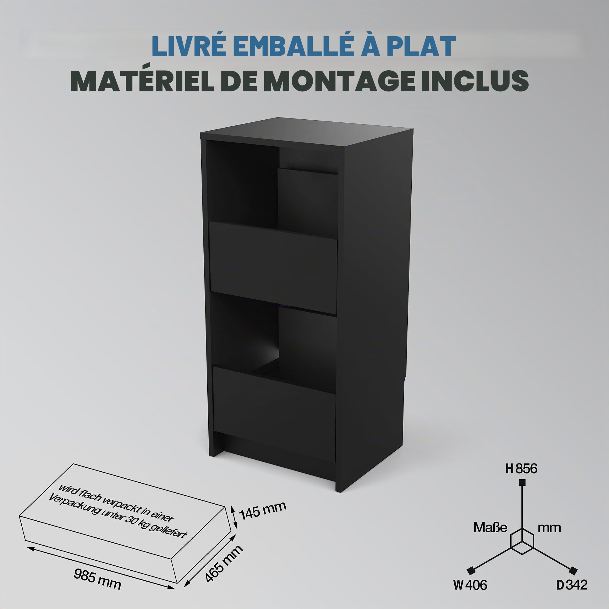Glorious Vinyl Vault, Black - Rangement pour Vinyle