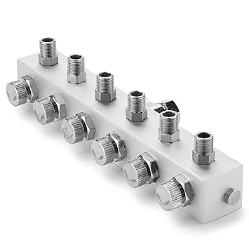 Airbrush Manifold 6-Way Air Hose Splitter 1/8 in BSP Taps