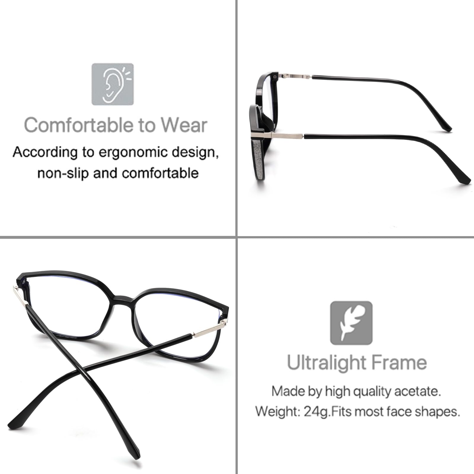 VANANA Fashion Reading Glasses for Women Anti Blue Light Reading Glasses - Image 4