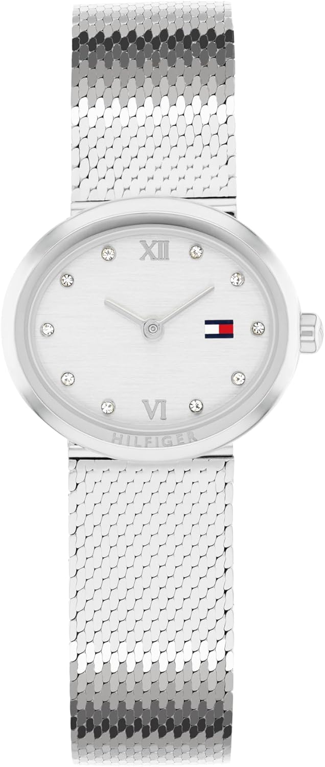 Tommy Hilfiger Women's 2-Hand Quartz Watch - Oval-Shaped Case, Crystal Markers - Link Bracelet - Dress Casual Look - Gift for Her 25mm