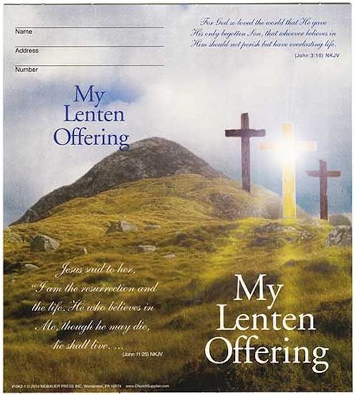 Crosses Coin Lent Quarter Semi-Dated Folders for Church Fundraising Holds $10.00 (Pkg of 50)