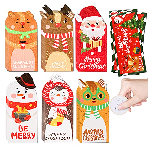 LOKIPA Porte-cartes-cadeaux Noël, 72 boîtes 24 cartes 24 enveloppes 24 autocollants