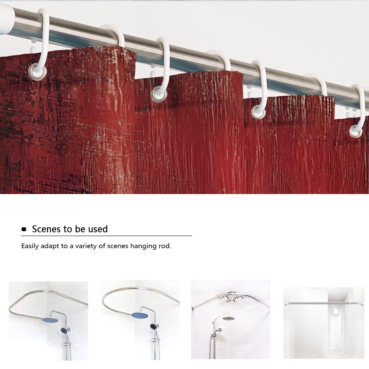 Tende Doccia Teschio Corona Rosso Scuro Gotico Halloween 200x200cm