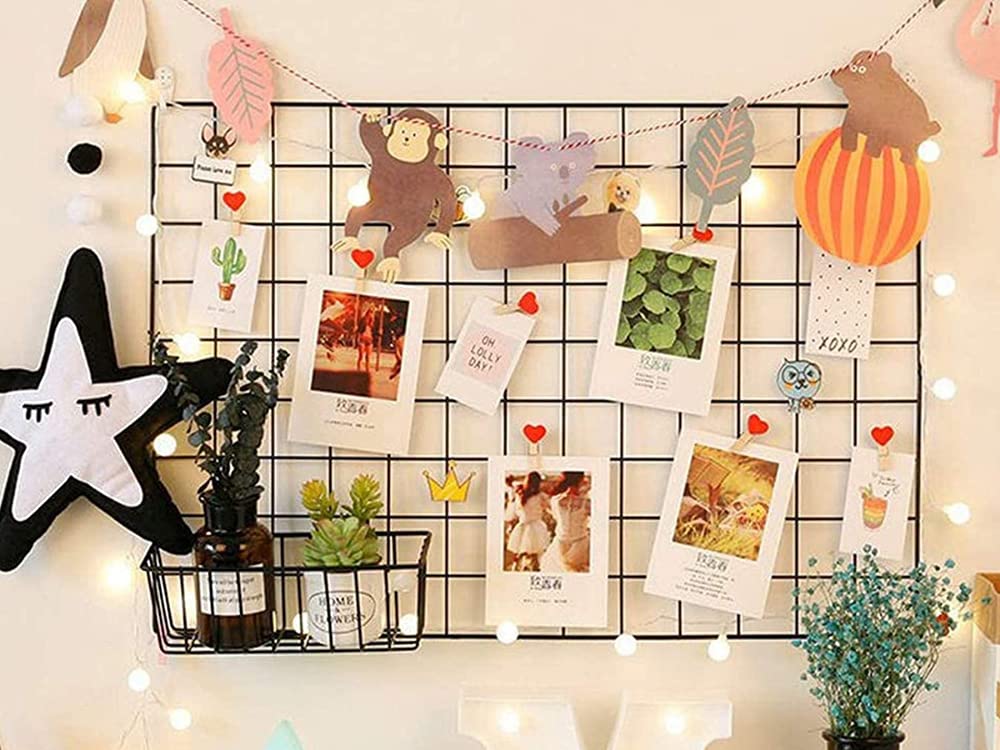 PIKIFY DIY Steel Grid Photo Frame for Wall Clip Holder Photo Frame,Multi Functional Creative Mesh Wall Grid-(Package: 1xFrame (45X65 cm) + 1xBasket )-[Made in India] (Black) (B08JGGYNV7) Amazon Price History, Amazon Price Tracker
