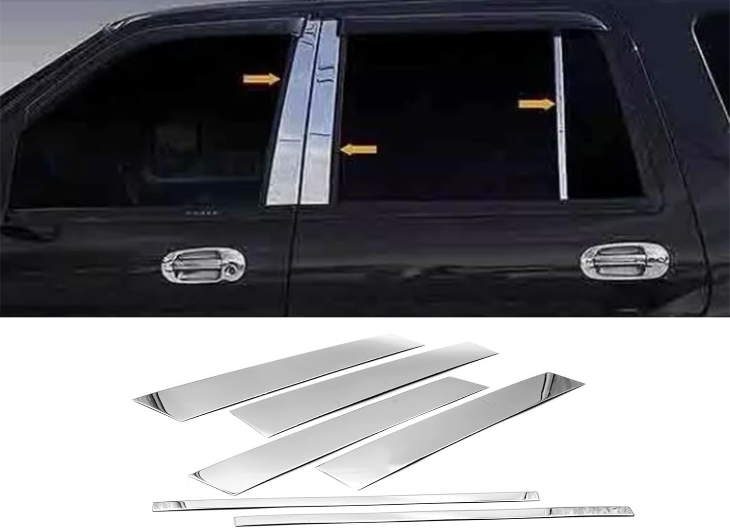 Stainless Polished Chrome Pillar Post Trim 6PC for 1997-2017 Ford Expedition