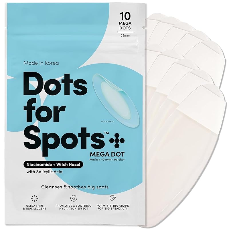 Adesivos ovais para cuidados localizados Dots for Spots com niacinamida, hamamélis e ácido salicílico — 10 unidades