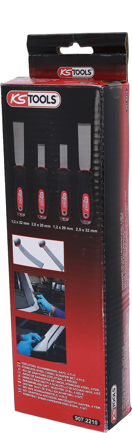 KS Tools 907.2210 Juego de rasquetas de cincel STAINLESS STEEL, 4 pzs