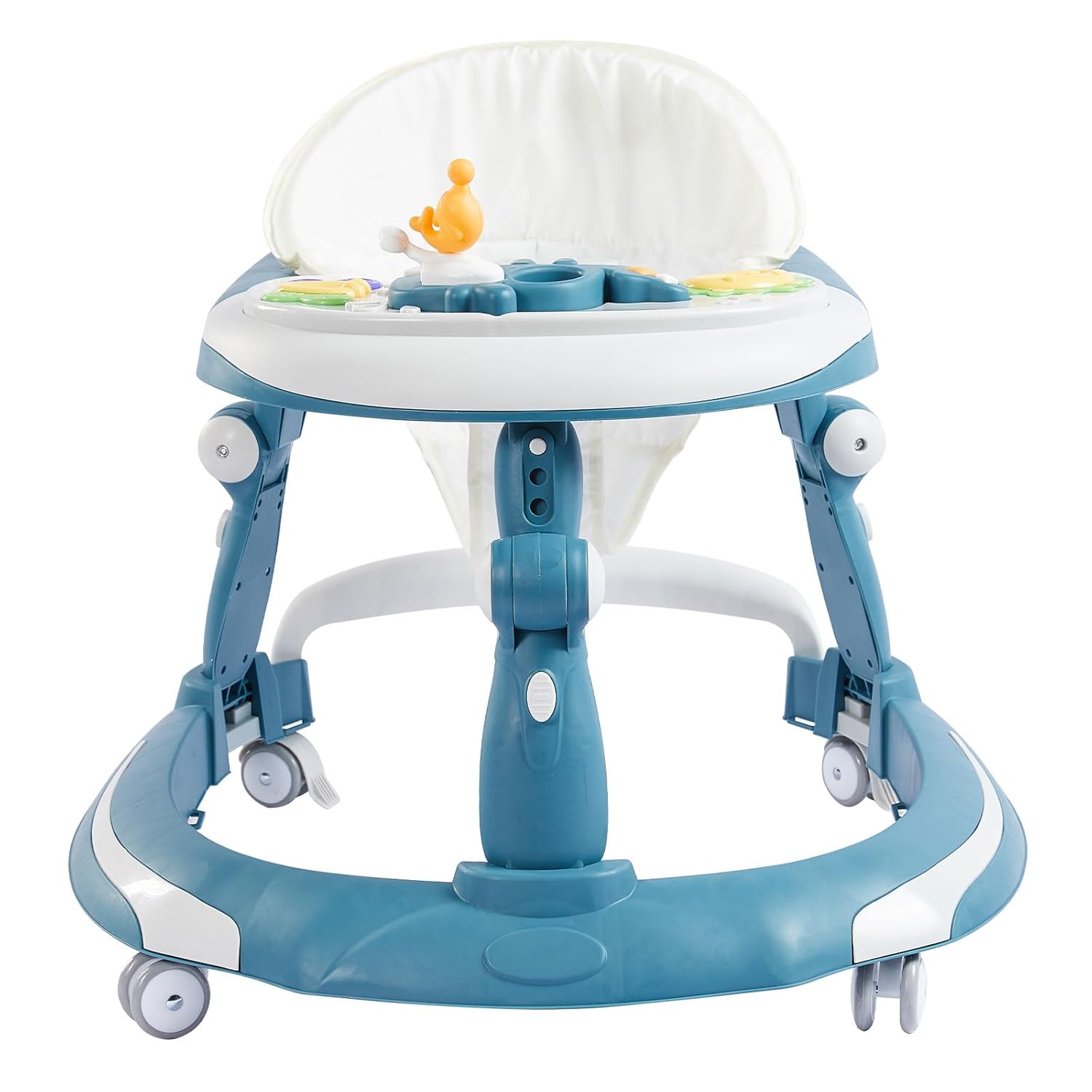 3 in 1 Baby Walker, Baby Walkers for Boys and Girls with Removable Footrest, Feeding Tray, Rocking Function & Music Tray(Without Battery), Foldable Activity Walker for Baby 6-18 Months (Blue)