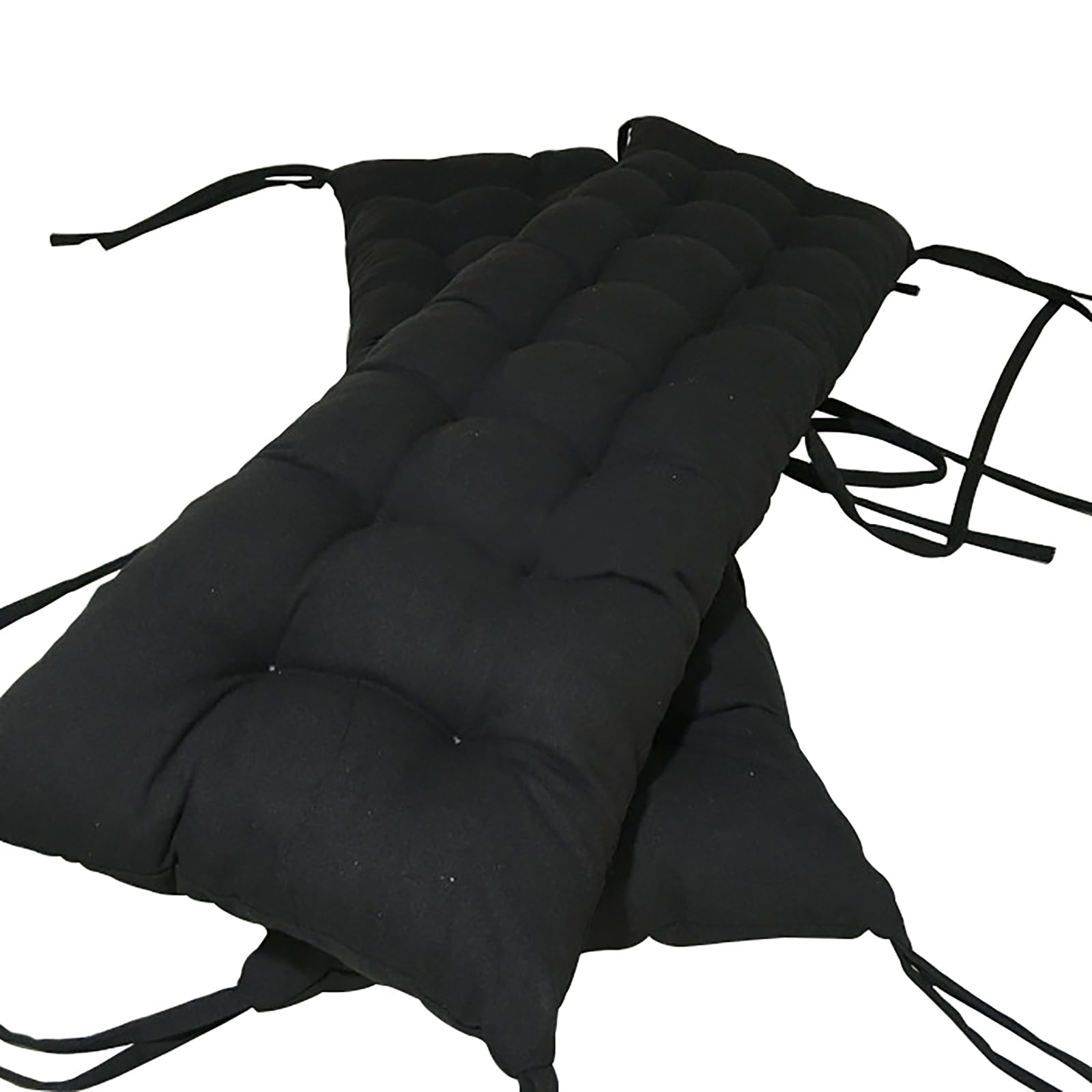 Cuscino antiscivolo nero per sedia con laccetti, cuscino spesso per divano e panca a sdraio, 45 x 150 cm, comodo ed elegante