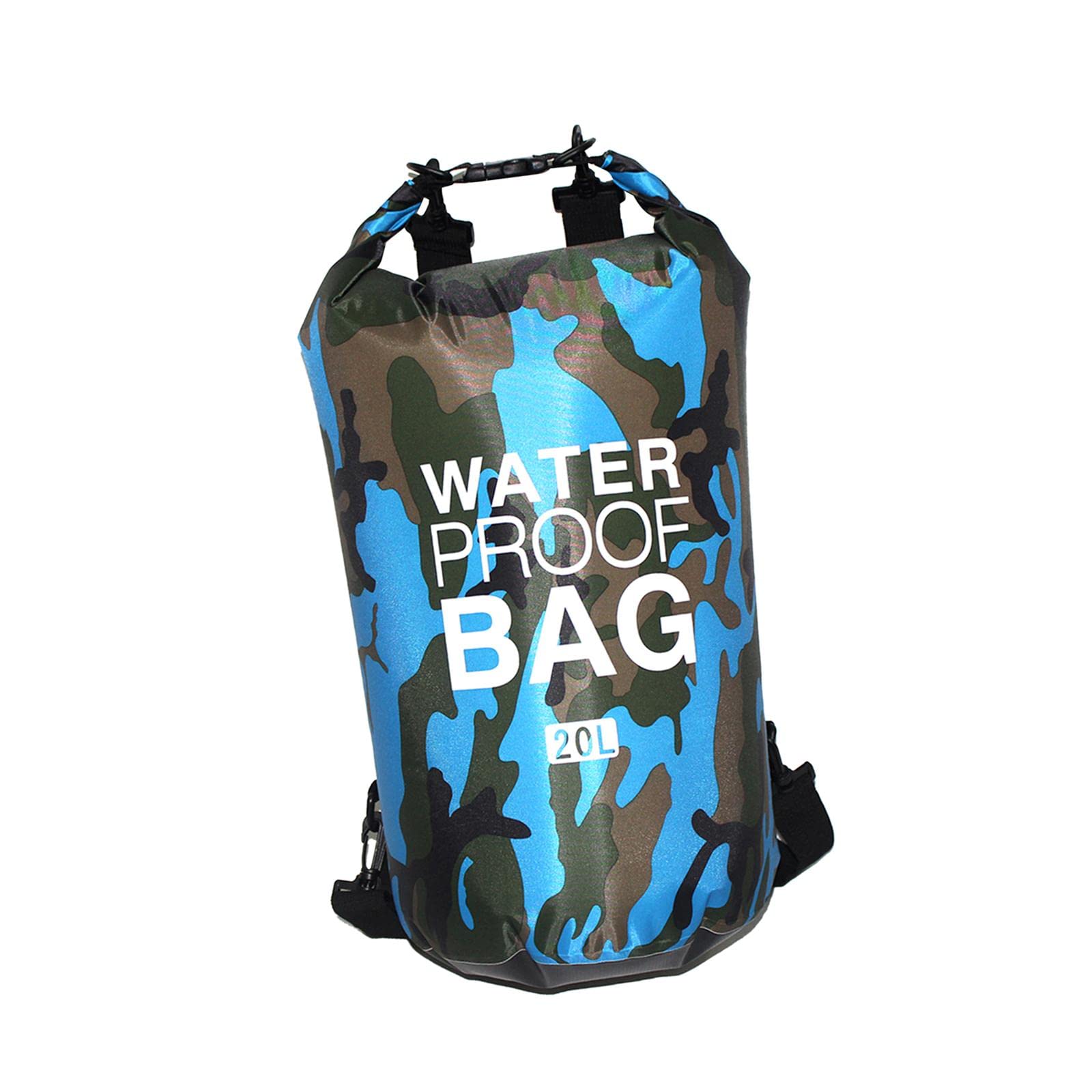 Wasserdichte Tasche mit Schultergurt, Rafting-Tasche zum Schwimmen, Strand, Angeln, 15 l, Camouflage, 3er-Set (Tarnfarbe, 20 l), (20L) UK