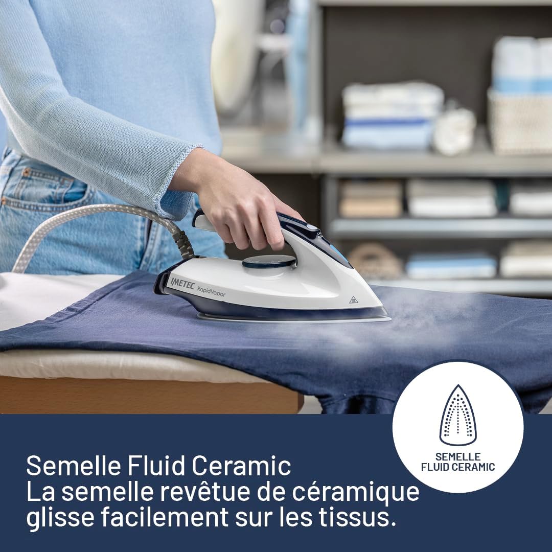 Close-up of the Imetec RapidVapor Plus ceramic soleplate