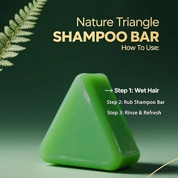 Usman Grass Shampoo Bar, 2027 New Nature Triangle Shampoo Bar, Seven Green Soap Shampoos, Calming & Strengthens Hair, Control Oil and Remove Dandruff, with a Foaming Net (2PCS)