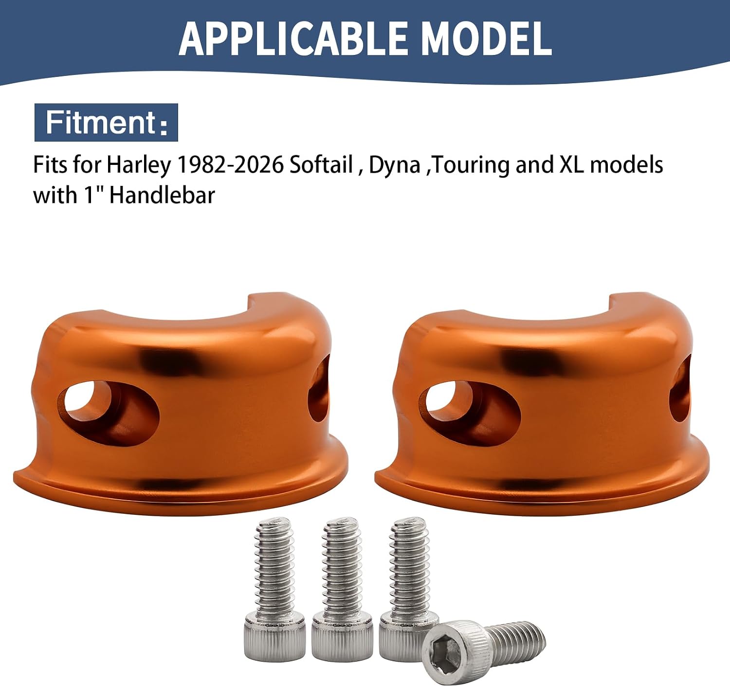 2 Pcs Brake Clutch Perch Clamps Half Clamp Fit For Harley 1982-2026 Touring Road Glide Road King Street Glide Electra Glide Softail Low Rider S FXBB Dyna Sportster XL with 1" Handlebar (Orange)