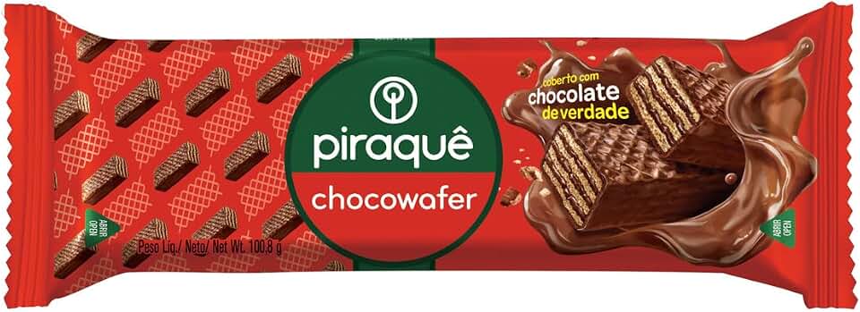 Piraquê Wafer Recheio E Cobertura Chocolate Chocowafer Pacote 100 8G