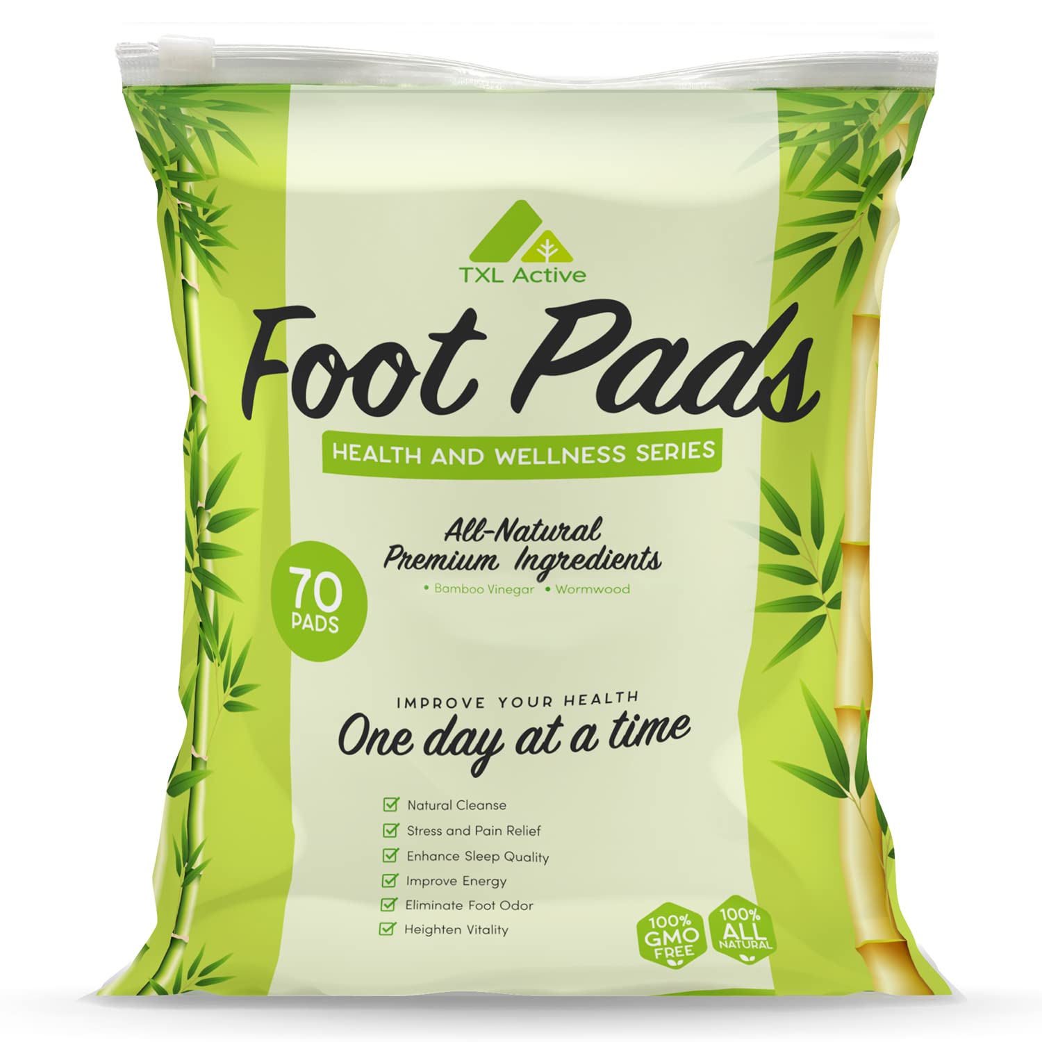 Natural Bamboo Charcoal Foot Pads: 70 Pack Wormwood Sleep Aid and Stress Relief Foot Pads for Men and Women (70 Pads)