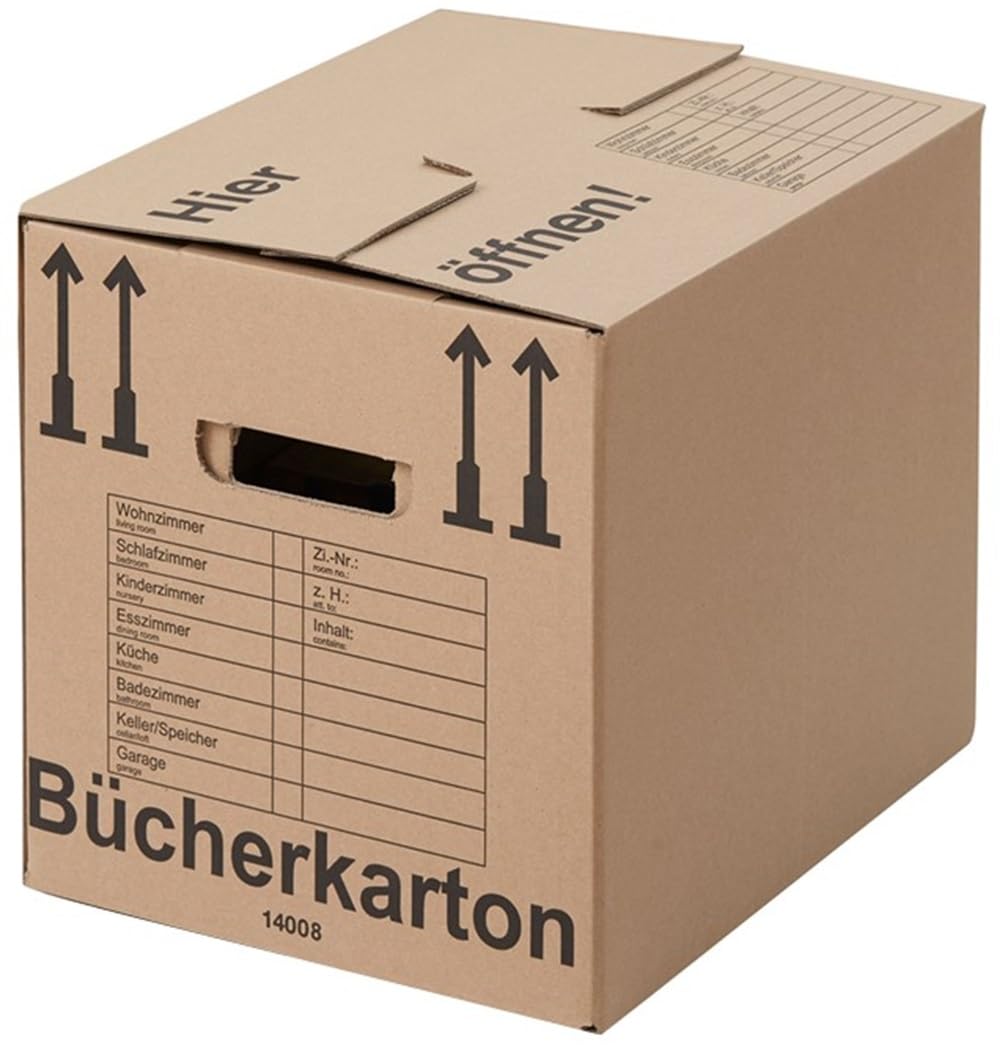 BB-Verpackungen 250x Bücherkartons Aktenkarton COMPACT 410 x 328 x 348 mm (250 Stück) 2-wellig | doppelter Boden, recycelte Pappe und dreifach Griffverstärkung