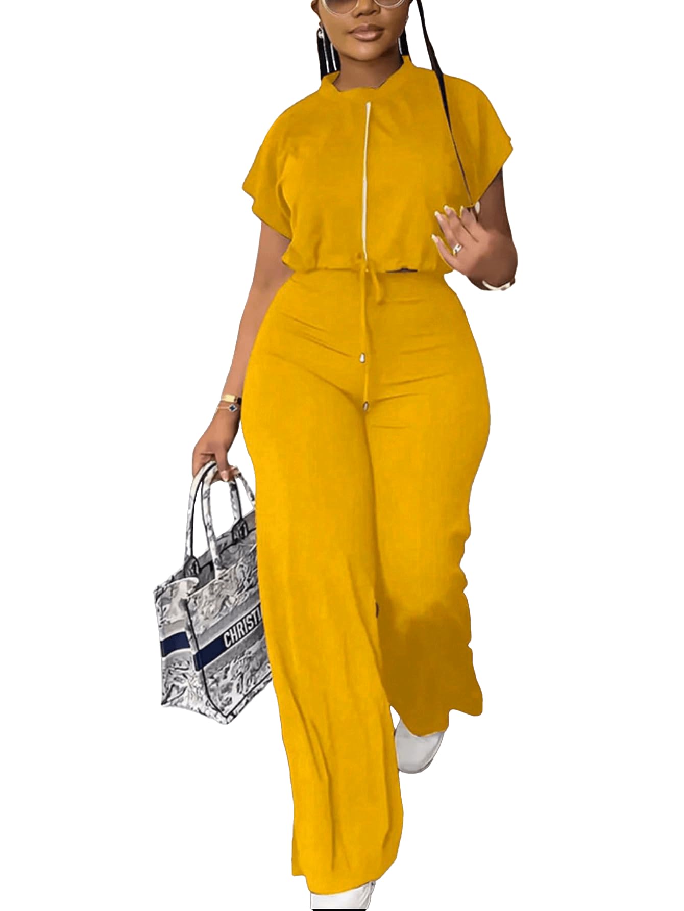 2 Piece Sets For Women Casual Sweatsuit Outfits Lounge Jogger Pants For Summer Workout-image-17