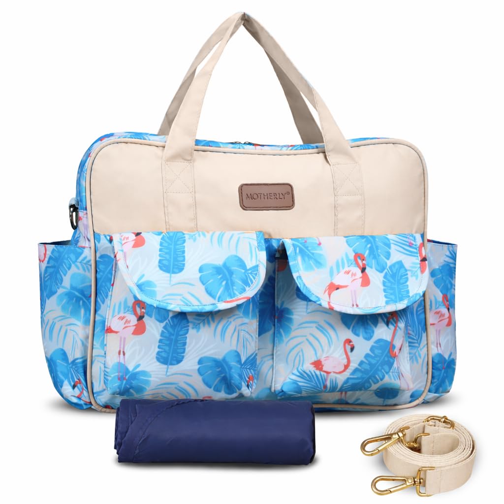 Motherly Grace Tote Diaper Bag for Mothers for Travel with Changing Mat and 6-Month Warranty | Maternity Hospital Bag for Newborn | Water-Resistant Baby Bag for mom - Flamingo-2-picture-14