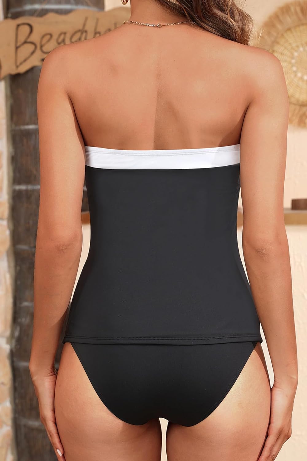 Aqua Eve Bandeau Swimsuits for Women Two Piece Bathing Suits Ruched Tummy Control Tankini Sets Strapless Swimwear - Image 2