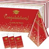 MASHAN 3Pack Class of 2023 Graduation Tablecloths,Plastic Disposable Tablecloth,Foil Dot Table Cover