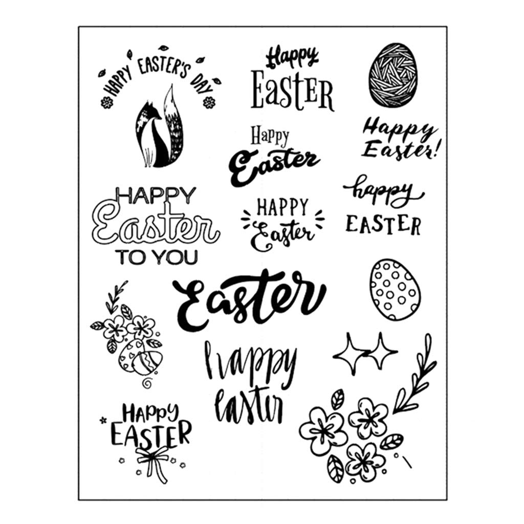 KunmniZ Art Craft Happy Easter Day Silicone Clear Seal Stamp DIY Scrapbooking Embossing Photo Album Decorative Paper Card Craft