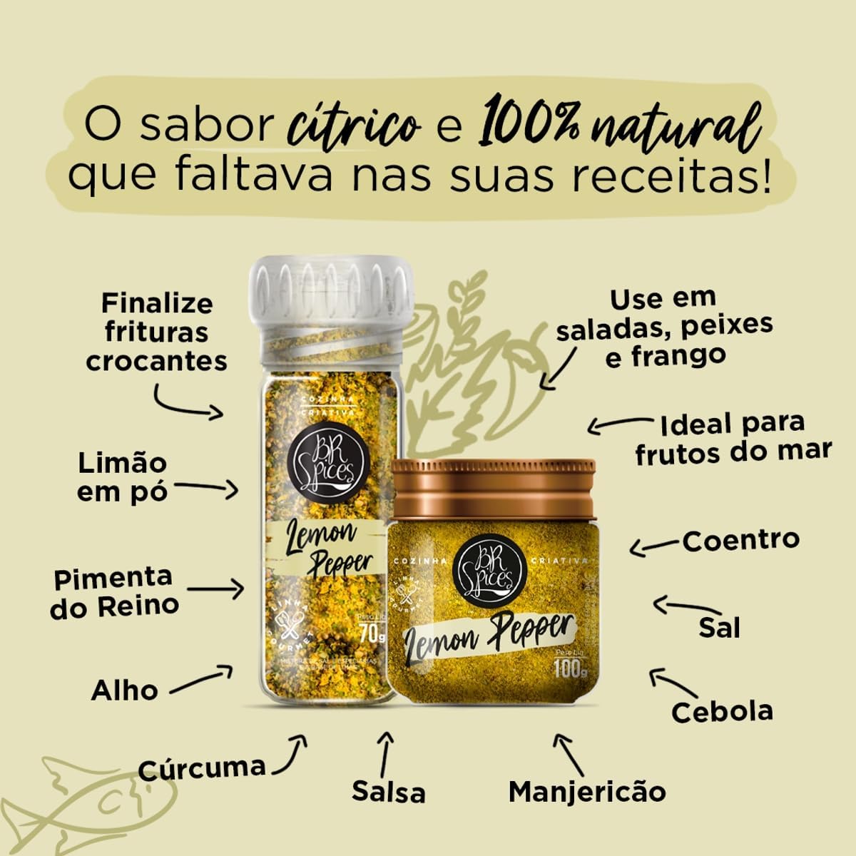 Tempero Pó Lemon Pepper Br Spices Gourmet Pote 100g