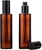 2PCS 100ml3.3oz Empty Refillable Amber Glass Lotion Pump Press Bottles Soap Dispensers Containers Jars with Black Cap for Foundation Cream Makeup Removel Oil Shampoo