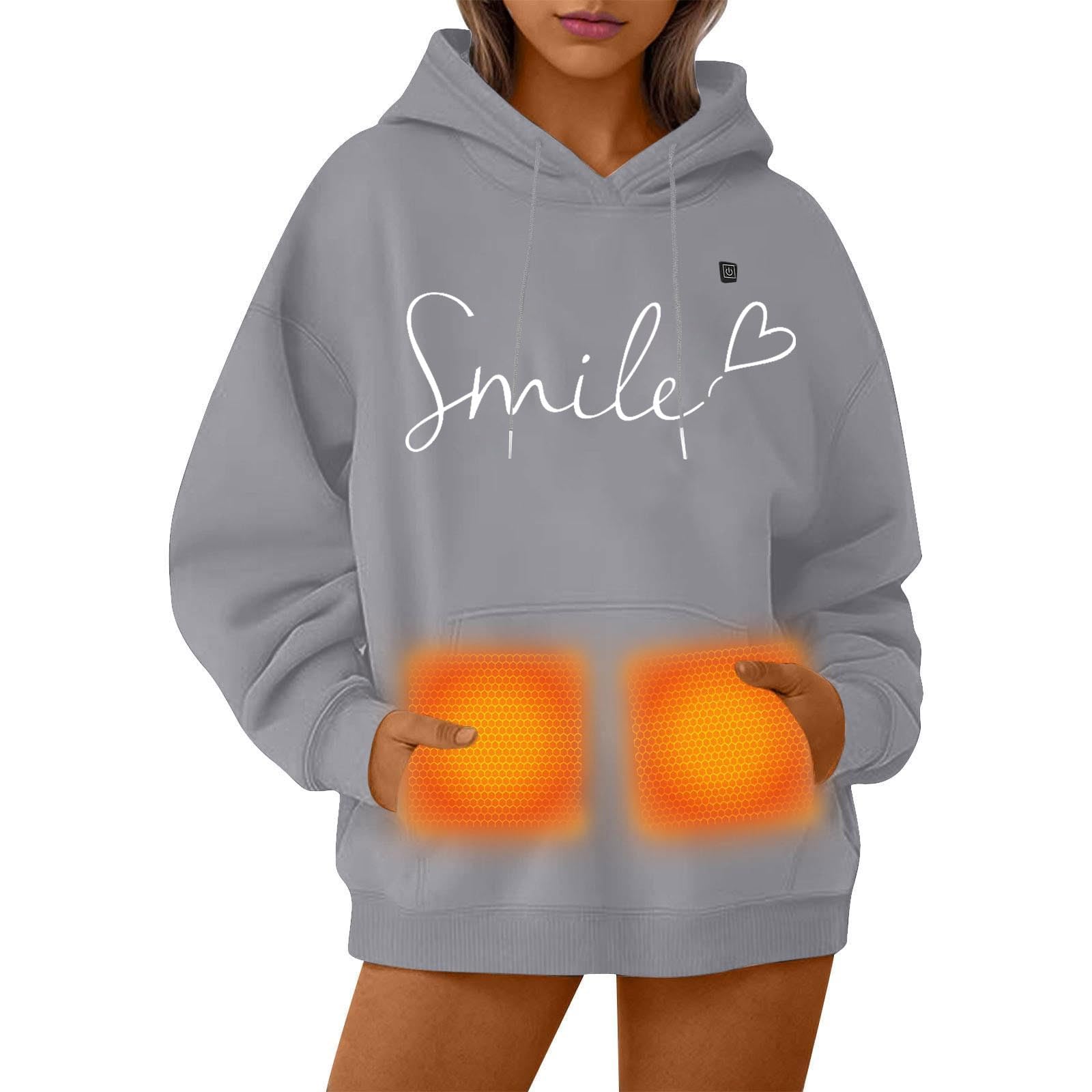 Pull à Capuche pour Femmes-Sweat à Capuche Chauffant Unisexe pour Femme et Homme Veste d’Hiver extérieure avec Cinq de Chaleur Pull Thermique réchauffant Gilet électrique Confortable Tenue décontract