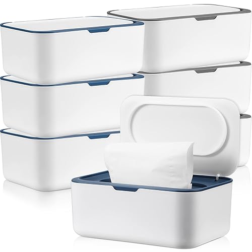 Miniatura 1 de Paquete de 6 dispensadores de toallitas para bebés con tapas, contenedor recargable con diseño de sellado que se mantiene fresco, fácil de abrir y