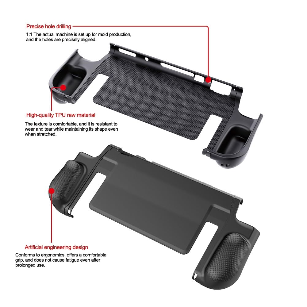 Custodia protettiva per Nintendo Switch 2, PC+per TPU Cover antiscivolo con supporto pieghevole, corpo completo per protezione, per design compatto (12 x 28 x 3,6 cm), nero