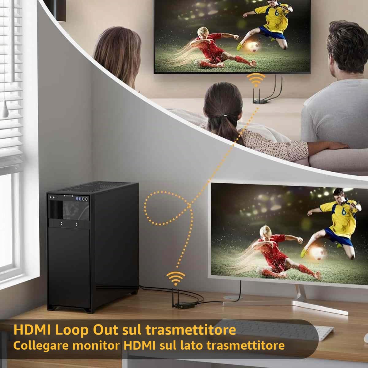 PremiumCord HDMI Extender Wireless Fino a 200 m, Full HD 1080p, HDMI 1.3, HDCP 1.3, Custodia In Metallo