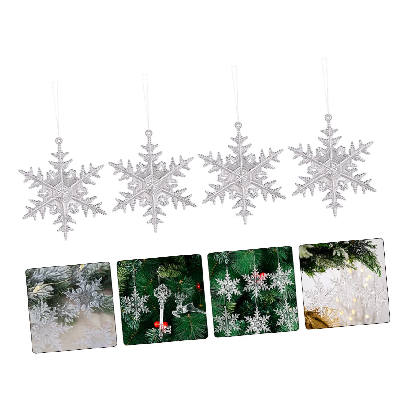 Cabilock 4 Set Di Decorazioni Uniche Per Lalbero Di Natale A Forma Di Fiocco Di Neve Ornamenti in Acrilico Appesi Per Lalbero Di Natale 12 Pezzi * 4