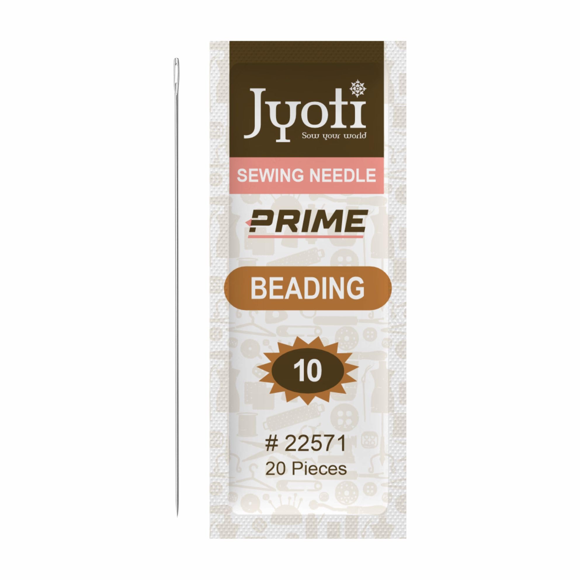 Jyoti Beading Hand Sewing Needles (Prime), Long Length with Short Eyes & Sharp Point, Cloth Stitching Thread, Quilting, Embroidery, Used for Stringing, Sequins on Fabric, # 22571 (Size 10) - 100 Pcs-image-17
