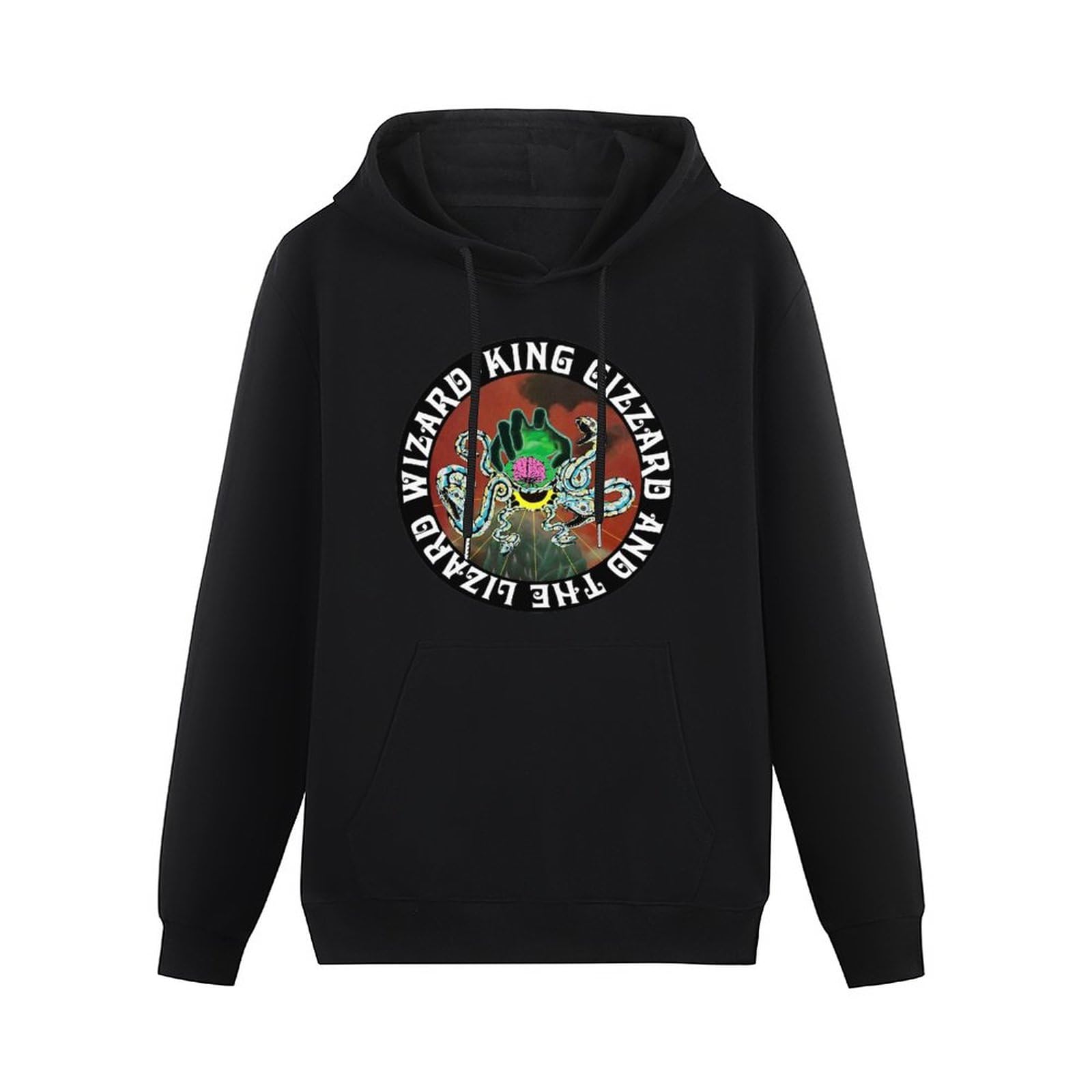 BASLIL TOAST brunch Men Long Sleeve Printed Hoodies King Gizzard And The Lizard Wizard Hoody Sweatershirt Black XL