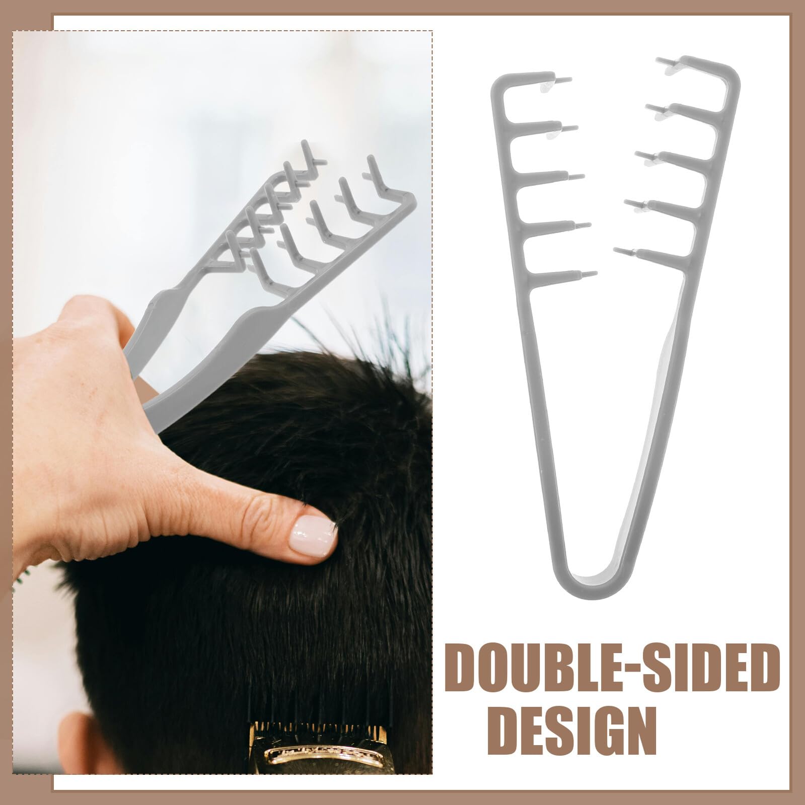 PACKOVE Peine Texturizador de Dientes Anchos para Levantar el Cabello, 10 Unidades en Color Gris, Herramienta Antiestática para Volumen Diario y Masaje del Cuero Cabelludo, Adecuado