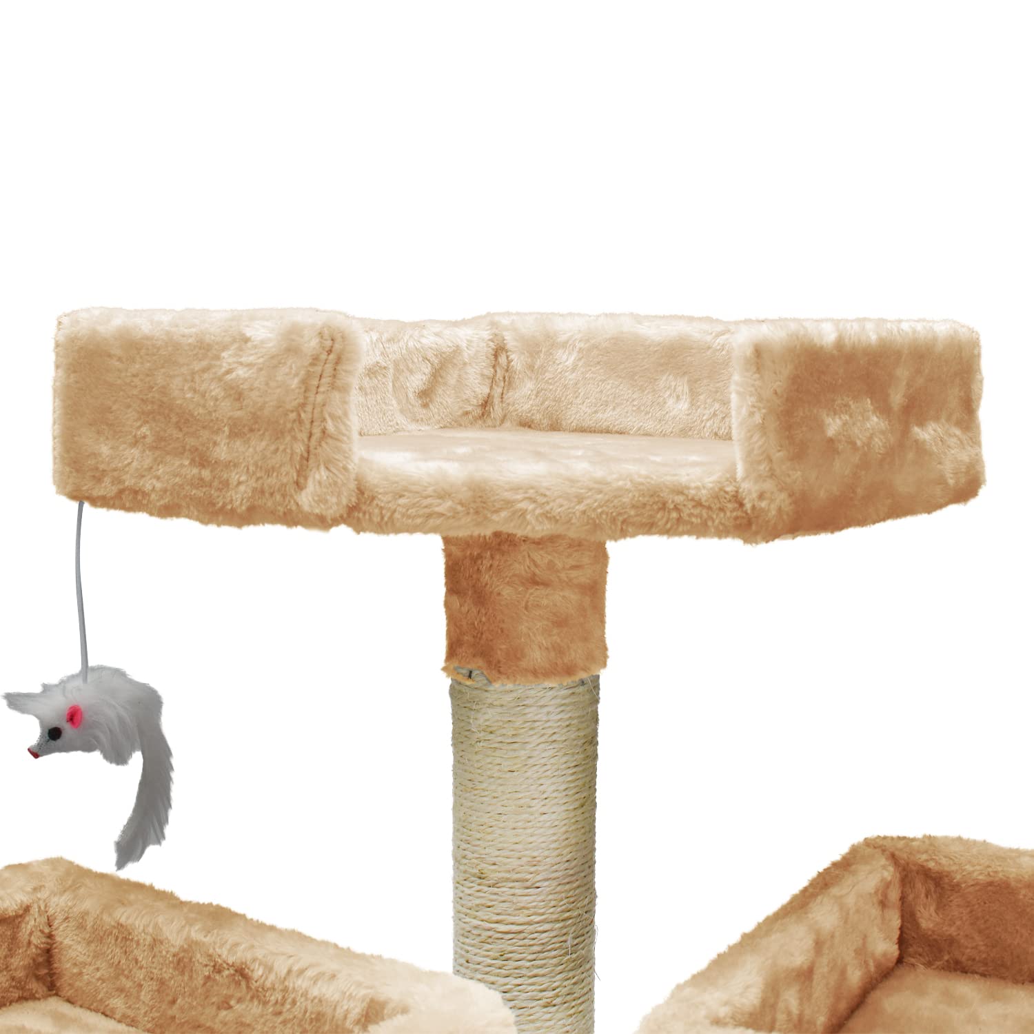 AQPET Tiragraffi XXL 170cm per Gatti con Cuccia, Albero Gioco Multifunzionale e Parco Giochi Completo, colore Beige