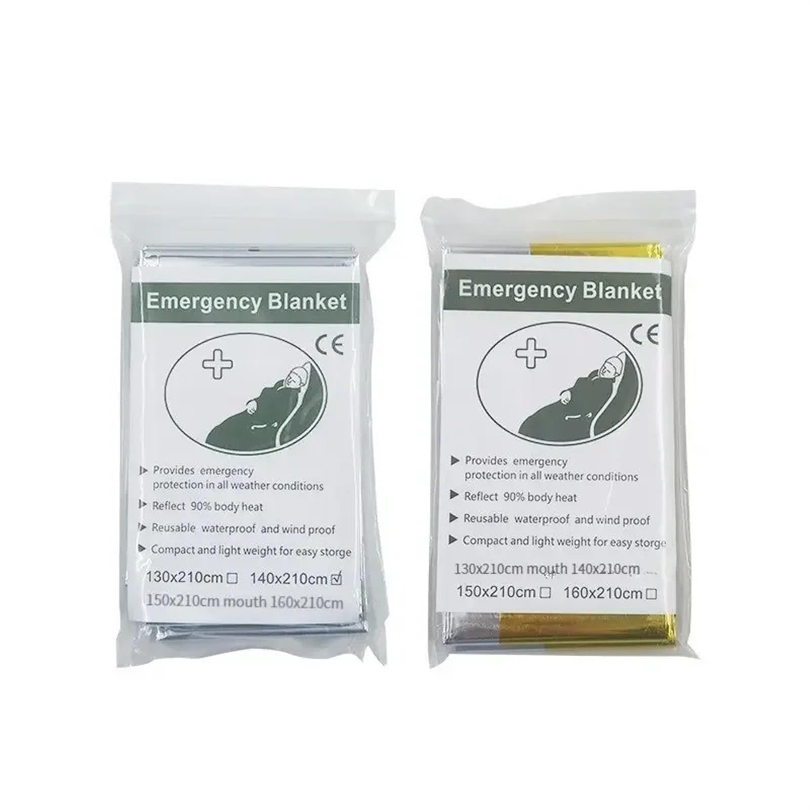 Manta de Supervivencia de Emergencia for Exteriores, Impermeable, Cortina de Rescate de Primeros Auxilios, Manta térmica de lámina, 130x210cm, 2-10 Uds.(10pcs)