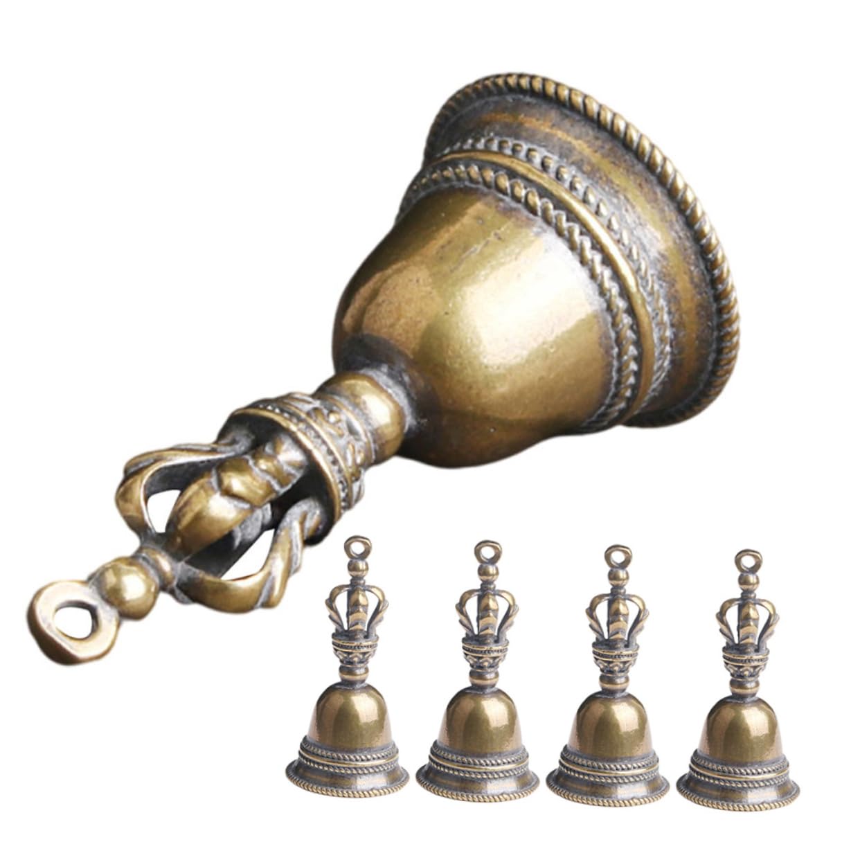 Amosfun 20 Pz portachiavi a campana anello ciondolo anello pendente bell chiamare campane campana dell'altare portachiavi musicale rituale dell'altare campane delle streghe ottone