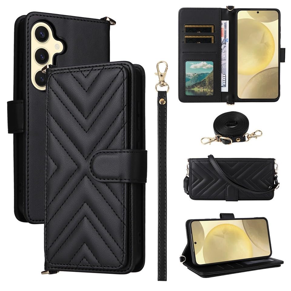 Étui cuir Samsung S25 noir clapet contre les chocs