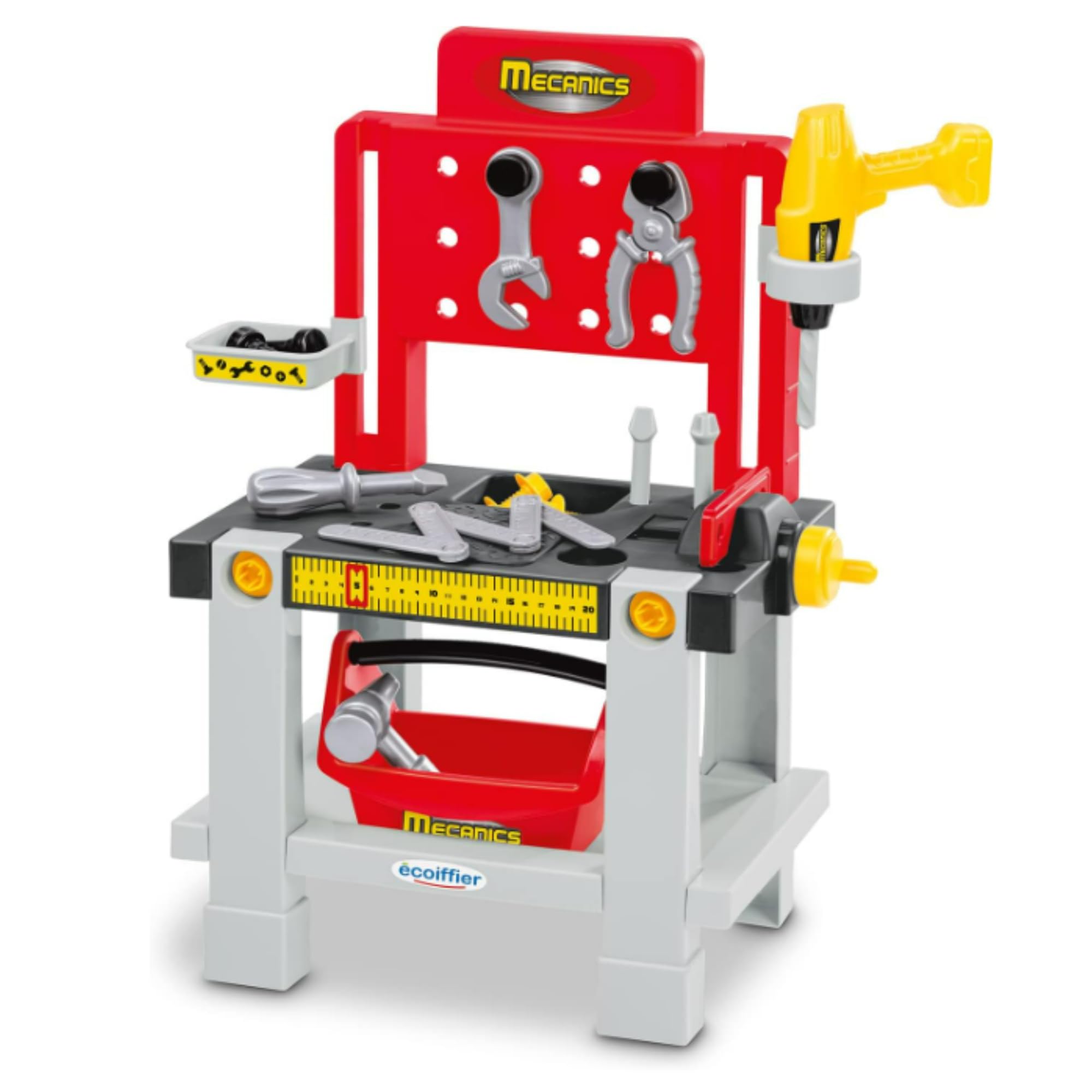 Ecoiffier 2416 Workbench with Accessories for DIY Like Grown-Ups – 16 Pieces – Imitation Game – Craft Game – From 18 Months – Made in France