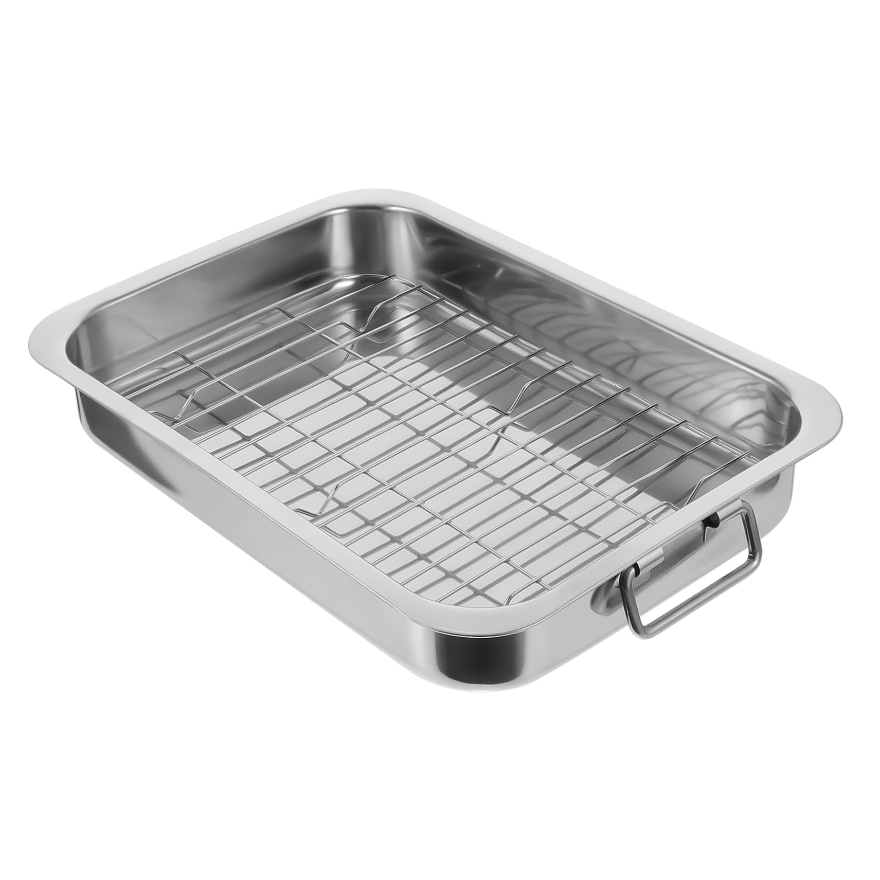 SHOWERORO Bandeja De Horno Rectangular Con Rejilla 33x23x5 Cm Acero Inoxidable Para Horno Adecuado Para Asar y Hornear Uso Doméstico y Profesional Kit De Bandeja Para Hornear