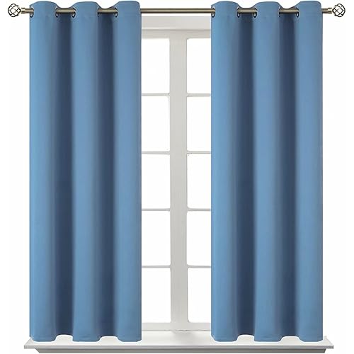 BGment Blackout Curtains for Bedroom - Grommet Thermal Insulated Room Darkening Curtains for Living Room, Set of 2 Panels (38 x 54 Inch, Faded Denim)