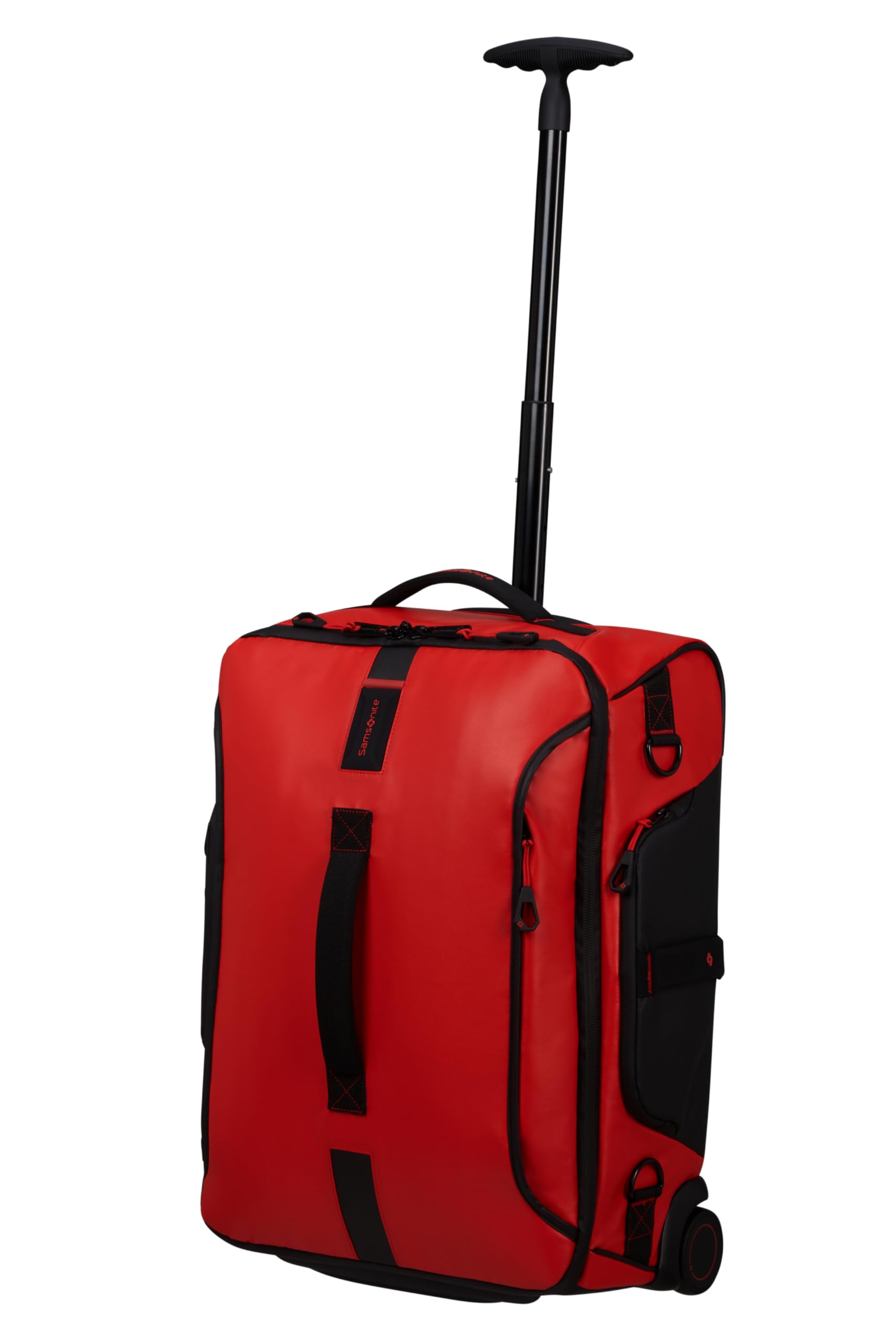 Samsonite - Paradiver Light - Bolsa de Lona con Ruedas, Rojo (Rojo Fuego), S (55 cm - 51 L), Mochila de Viaje para portátil con 2 Ruedas