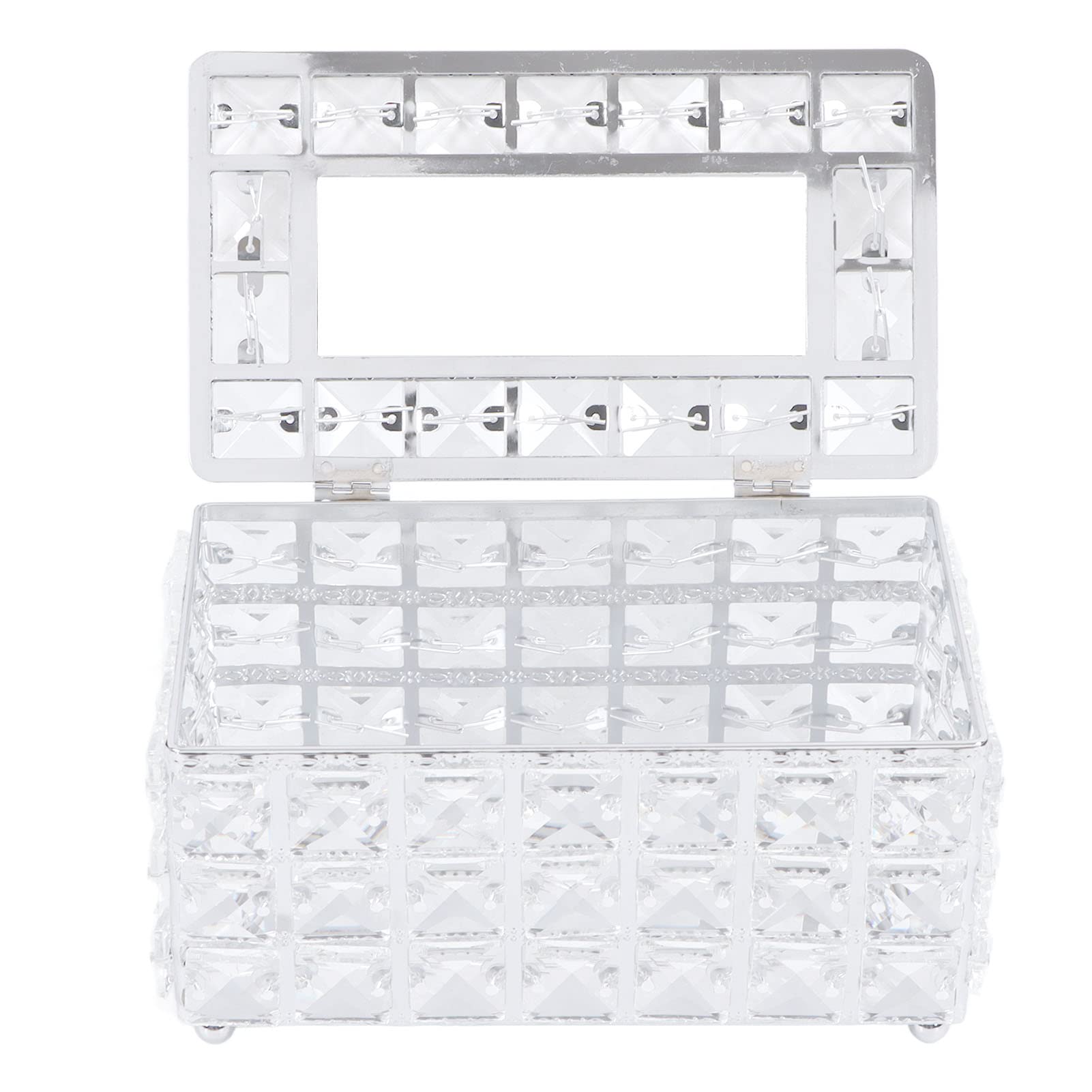 Alvinlite Crystal Tissue Box Rectangular Napkin Holder Facial Tissue Case for Elegant Home Office Decor(White)
