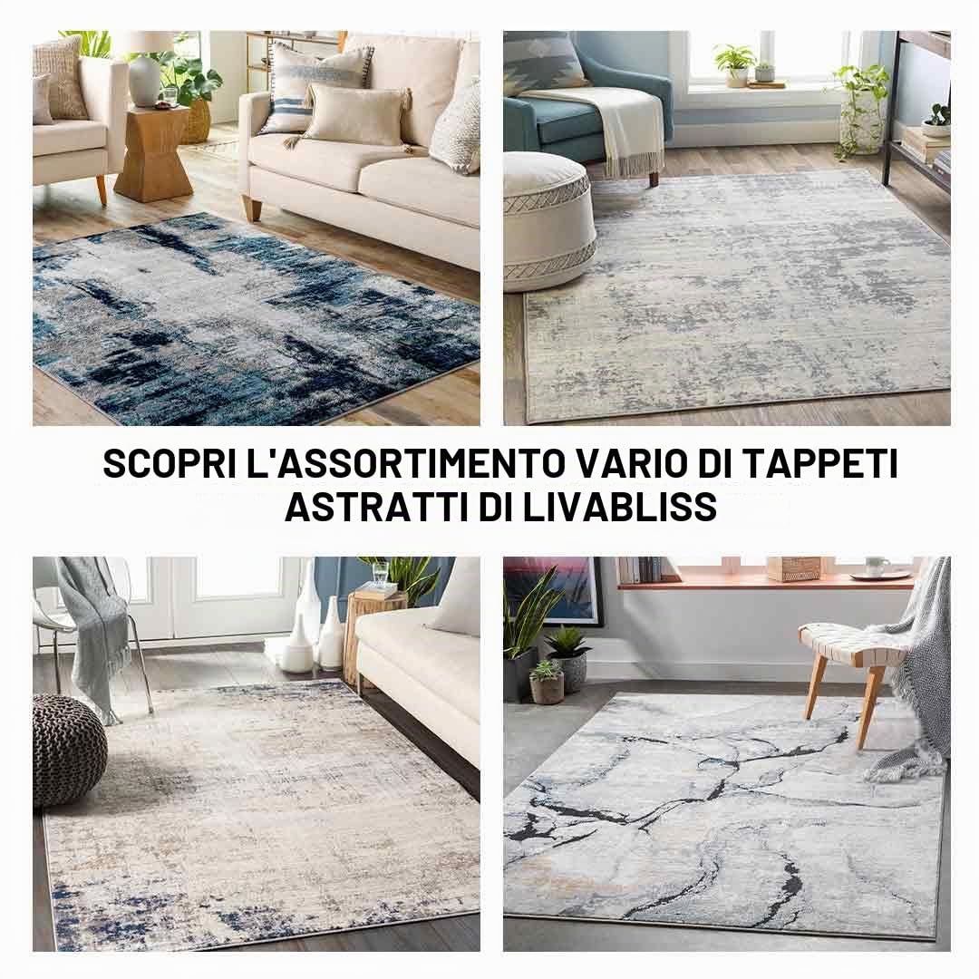 Livabliss Paris Tappeto Salotto Moderno Astratto Tappeto Soggiorno, Camera da Letto, Pranzo Moderni Tappeti Effetto Marmo, Morbido e Pelo Corto, Ampio 160x220 cm, Blu, Grigio e Beige