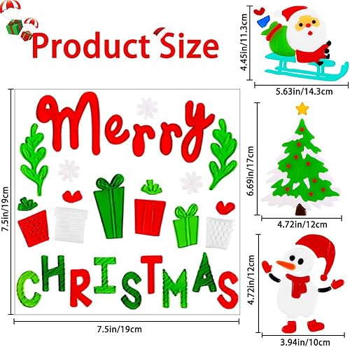 Miniatura 2 de XIMISHOP 6pcs Christmas Gel Window Clings,Xmas Santa Claus Snowman Snowflake Penguin Window Clings Sticker for Christmas Window Decors