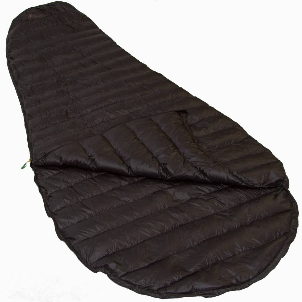 LOWLAND OUTDOOR Ultra kompaktowy śpiwór Mummy – left puchowy śpiwór mumiczny, czarny, 215 x 75 cm